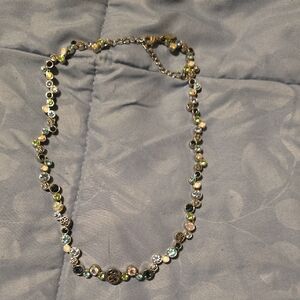 Lia Sophia Multicolor Crystal Station Necklace with Green and Blue Accents